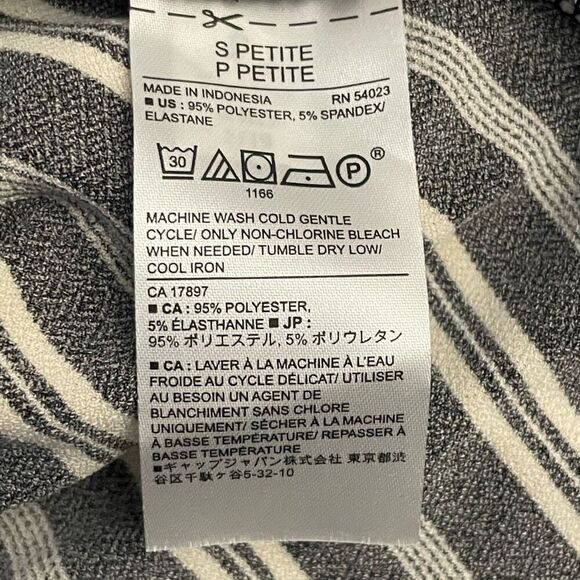 BANANA REPUBLIC Black & White Striped Dress, Asymmetrical Hem, Size SP - Picture 4 of 7